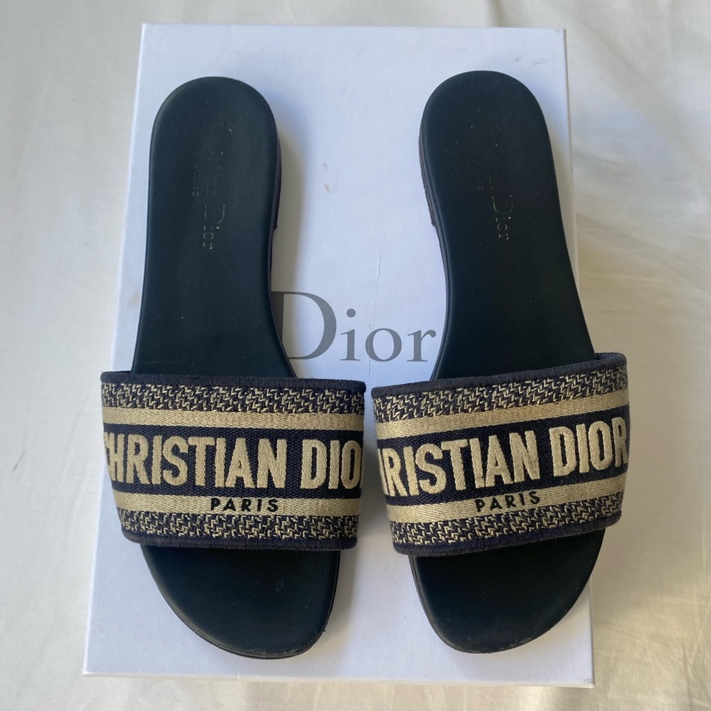 Authentic Dior Dway Slides (Blue)